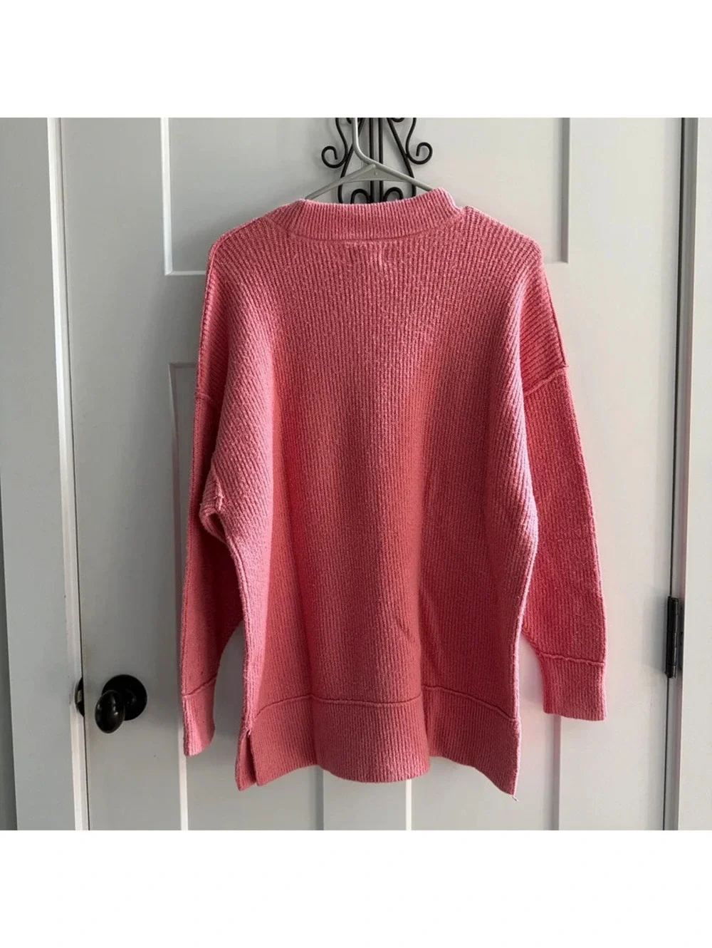 Aerie Pink Oversized Ribbed Knit Sweater Women’s Small Cozy Crewneck Pullover